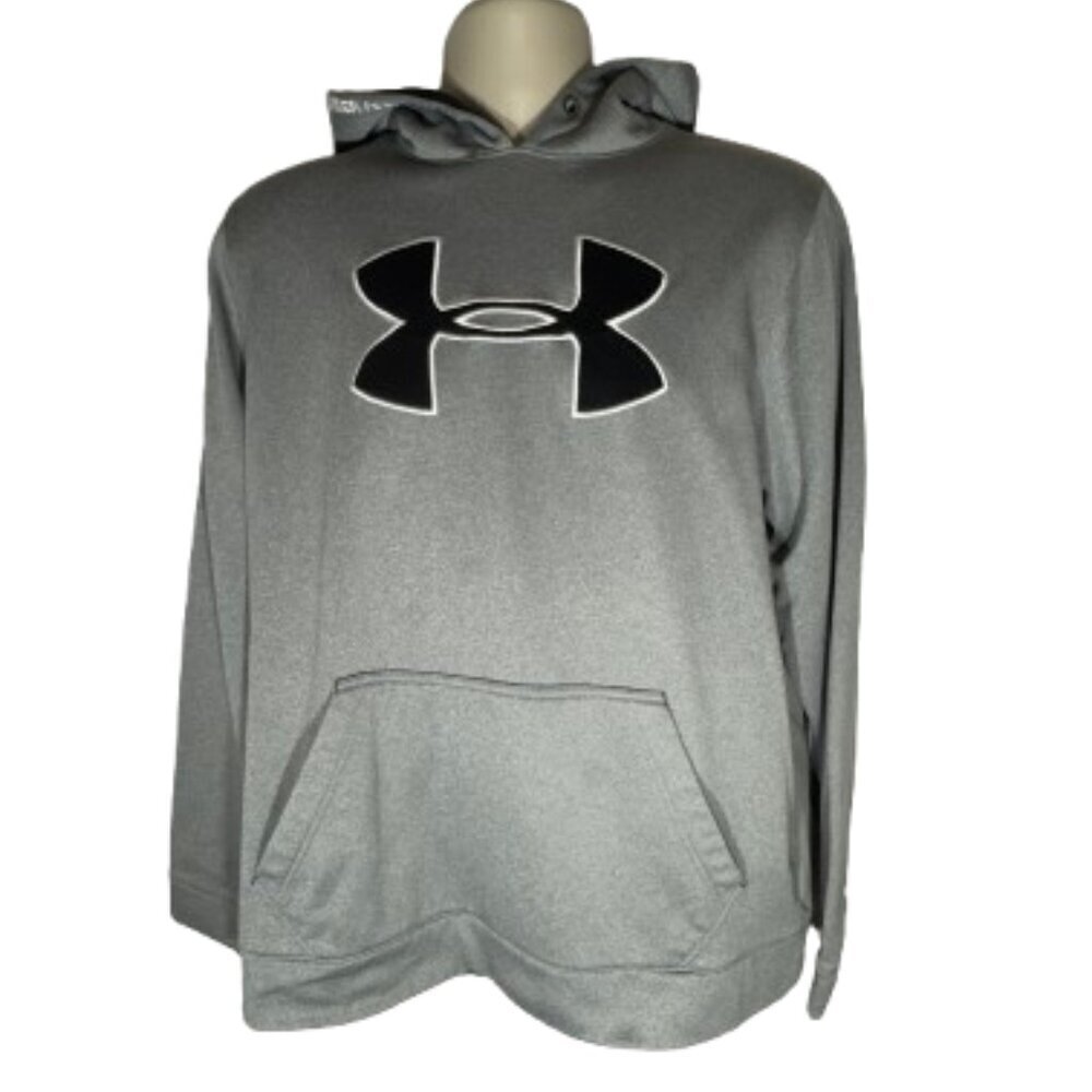 Silver/Gray Under Armour Hooded Sweatshirt Loose Fit Size Large